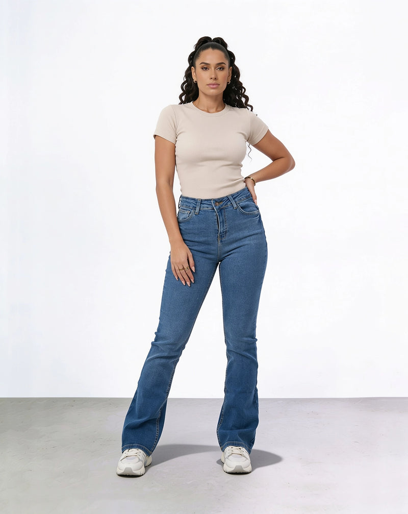 High-waist flared jeans