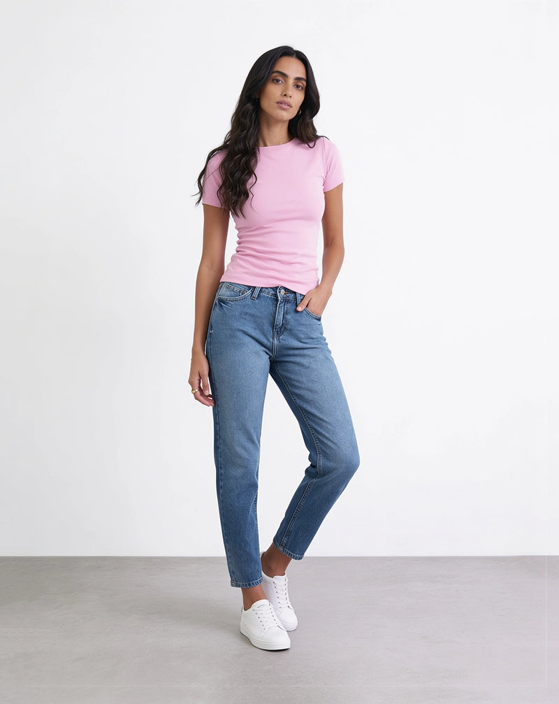 Ombre high-waisted boyfriend jeans