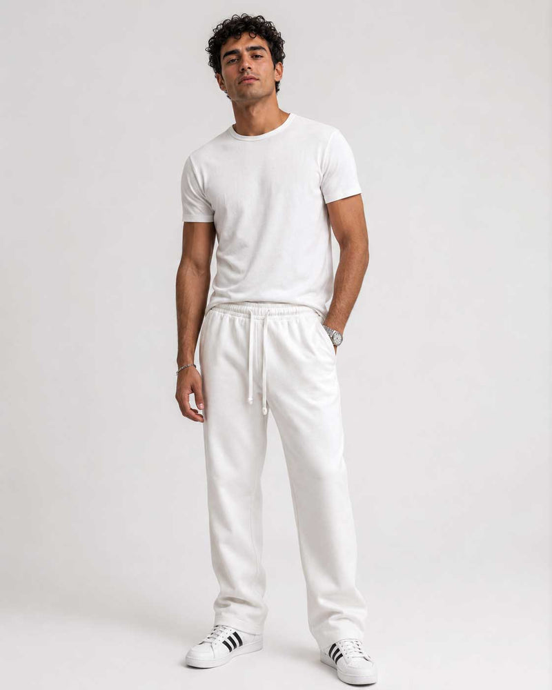 Straight-Leg Sweatpants – White Sweatpants CIZARO - Cizaro Jeans