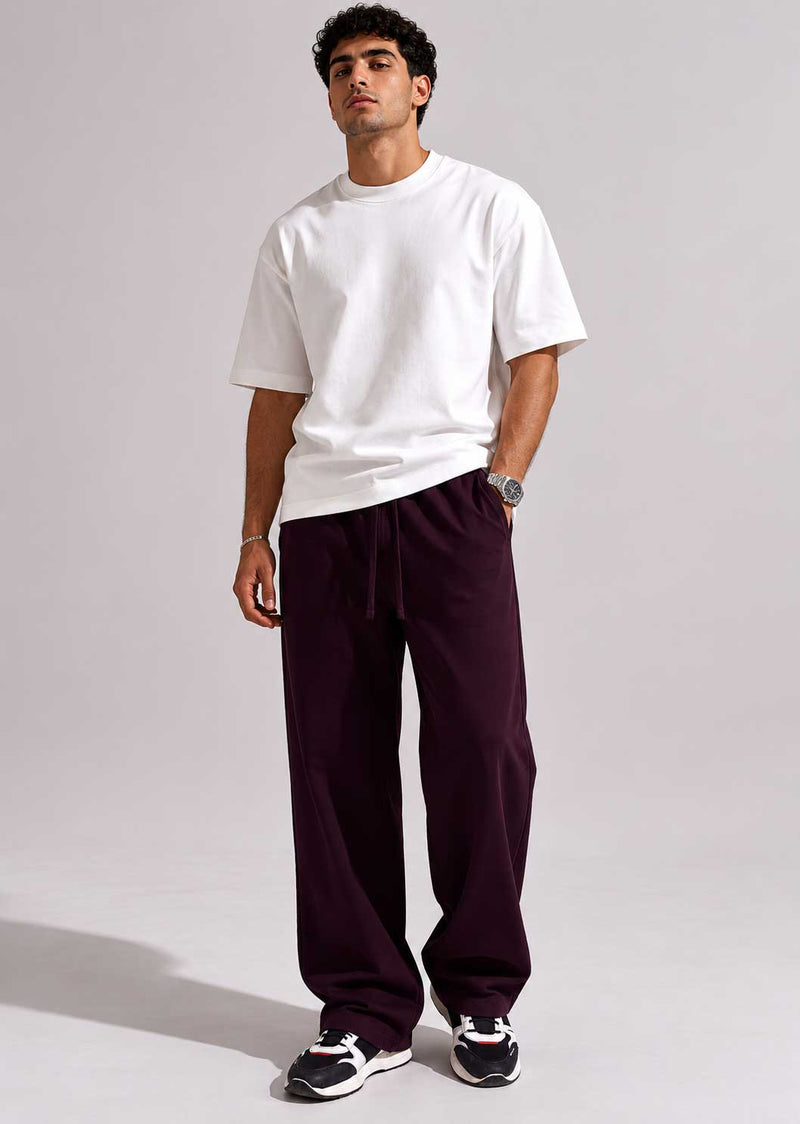 Straight-Leg Sweatpants – Burgundy Sweatpants CIZARO - Cizaro Jeans