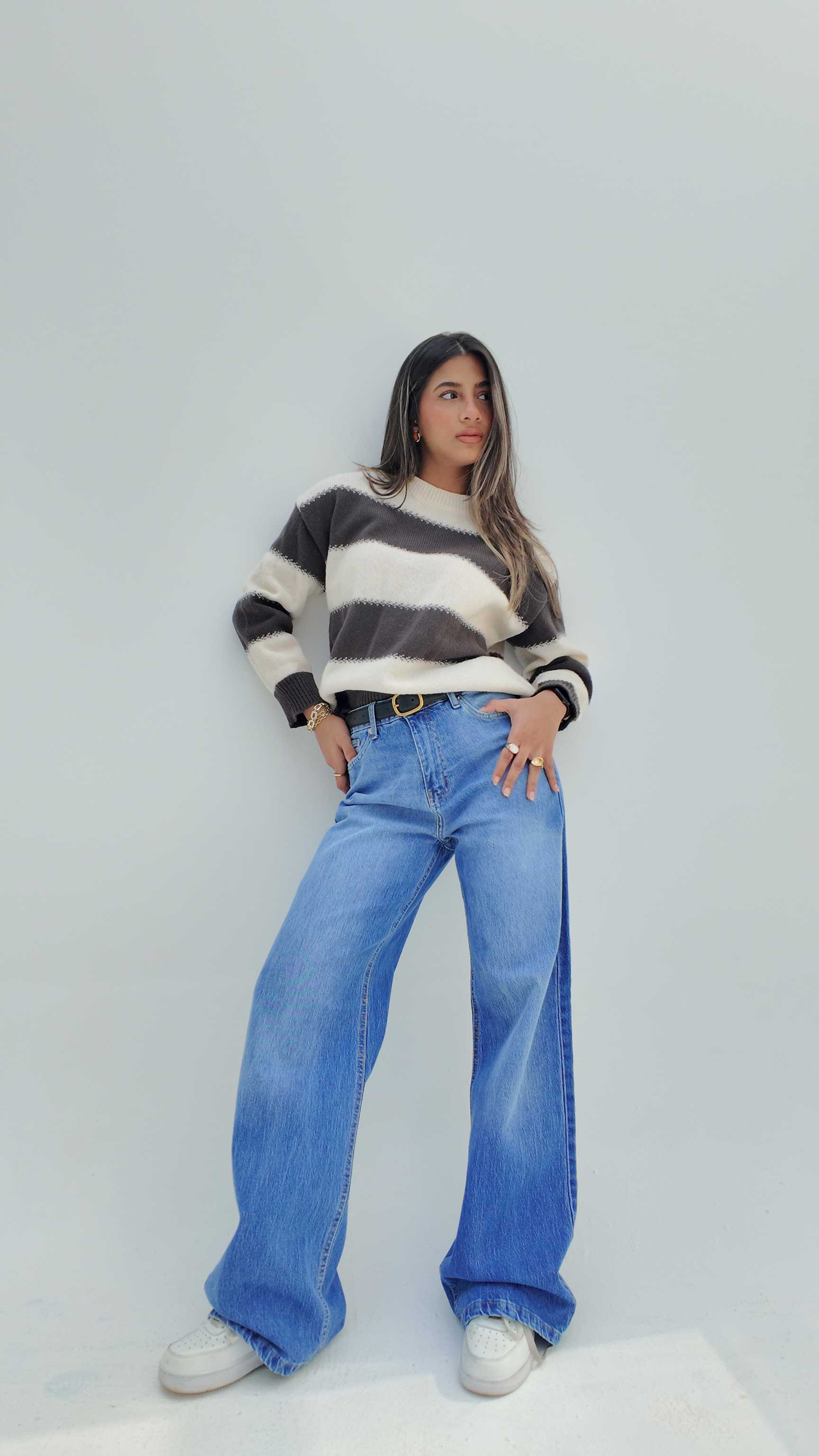 Ultra Comfort Wide-Leg – High-Waist Vibrant Blue Jeans Wide Leg CIZARO - Cizaro Jeans