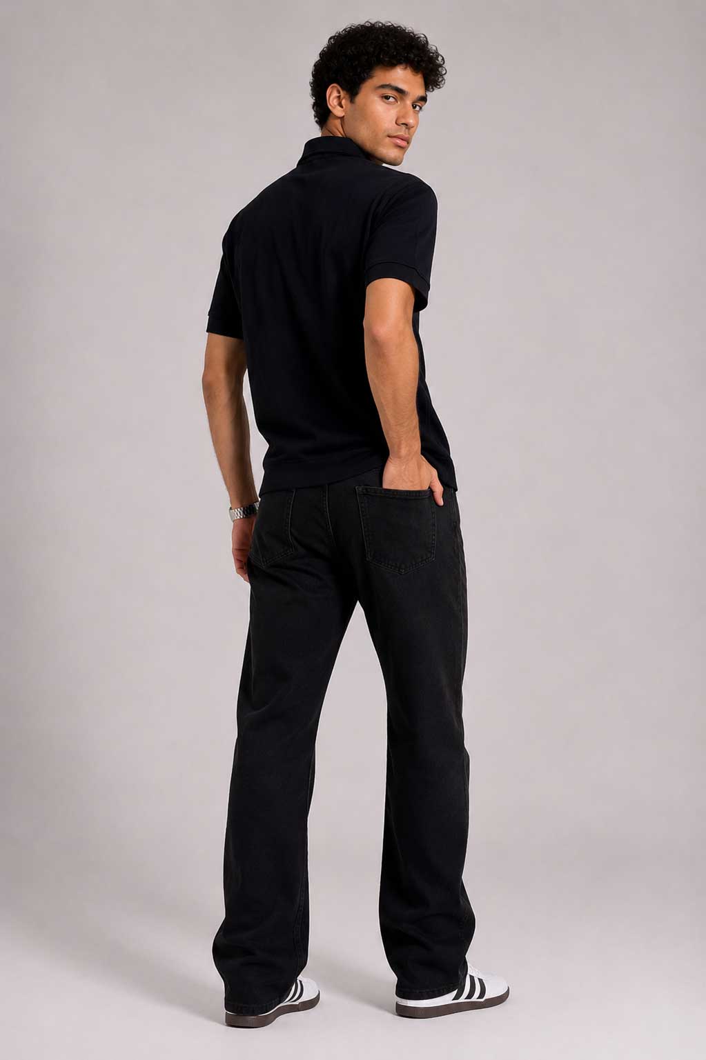 Textured Polo – Black shirt CIZARO - Cizaro Jeans