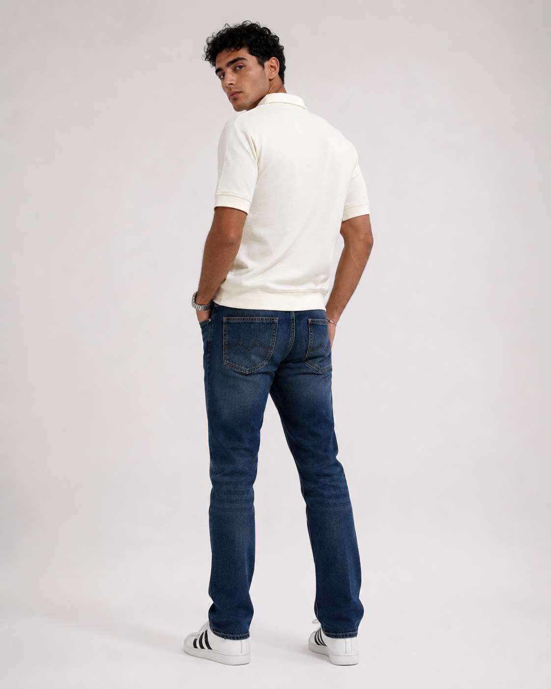 Textured Polo – Off White shirt CIZARO - Cizaro Jeans