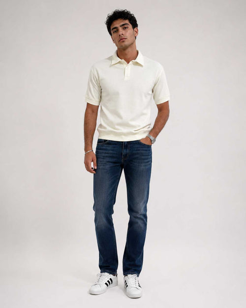 Textured Polo – Off White shirt CIZARO - Cizaro Jeans