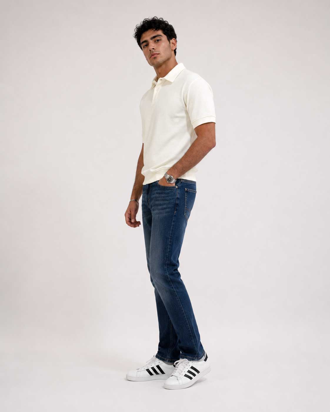 Textured Polo – Off White shirt CIZARO - Cizaro Jeans