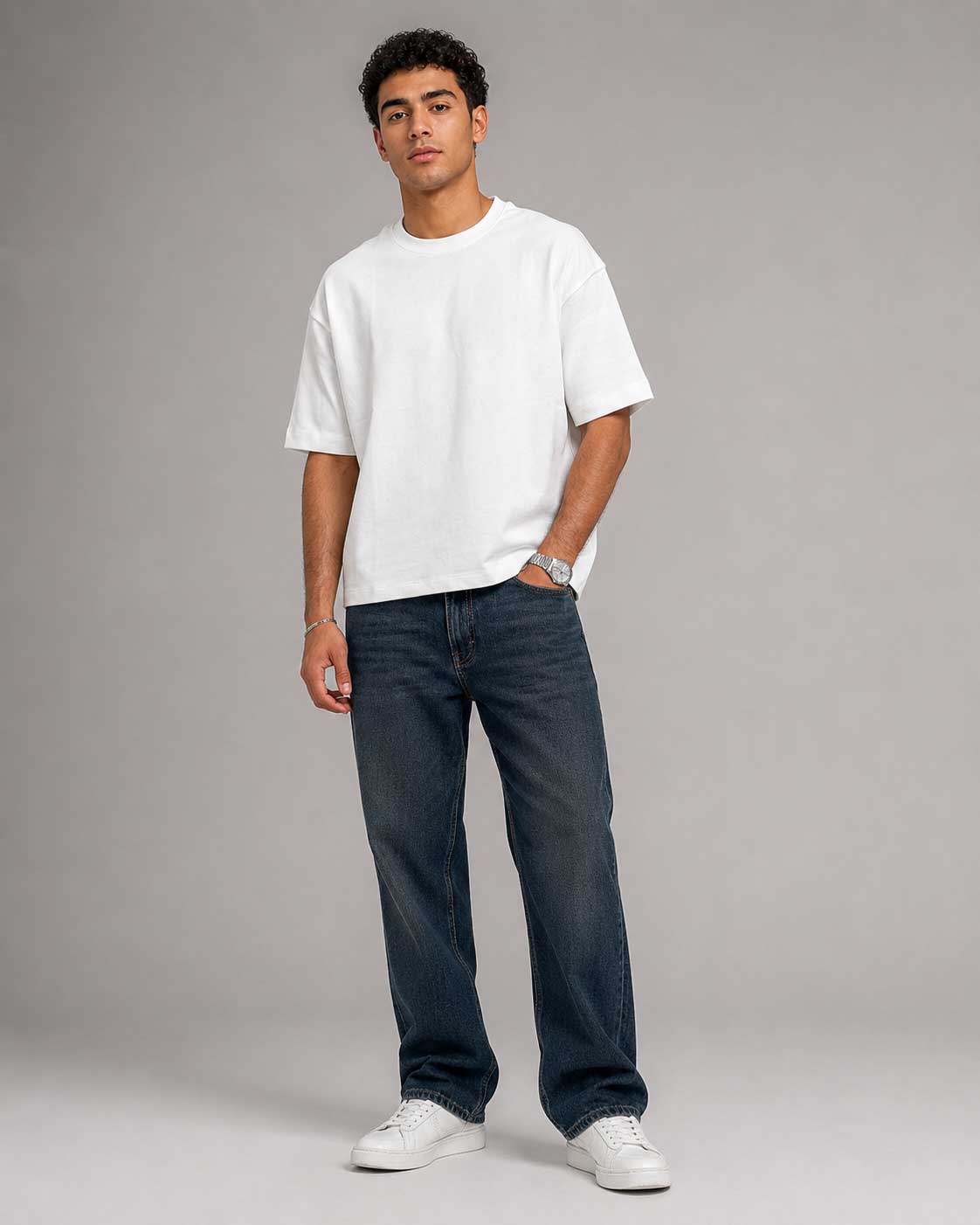 Relaxed Fit T-Shirt – White T-shirt CIZARO - Cizaro Jeans