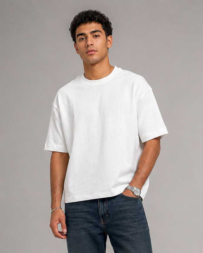 Relaxed Fit T-Shirt – White T-shirt CIZARO - Cizaro Jeans