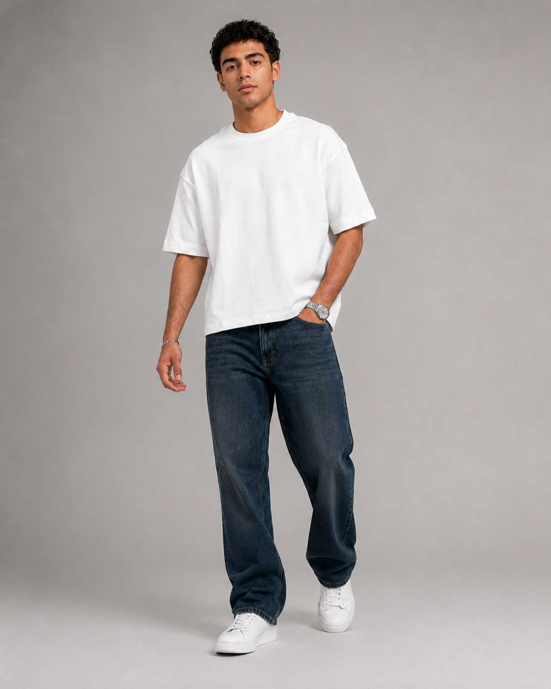 Relaxed Fit T-Shirt – White T-shirt CIZARO - Cizaro Jeans