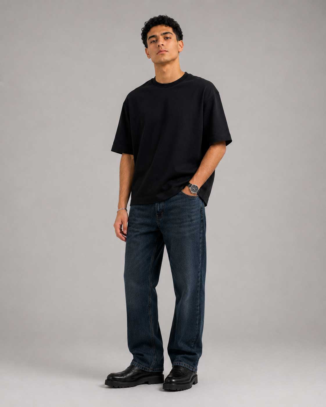 Relaxed Fit T-Shirt – Black T-shirt CIZARO - Cizaro Jeans