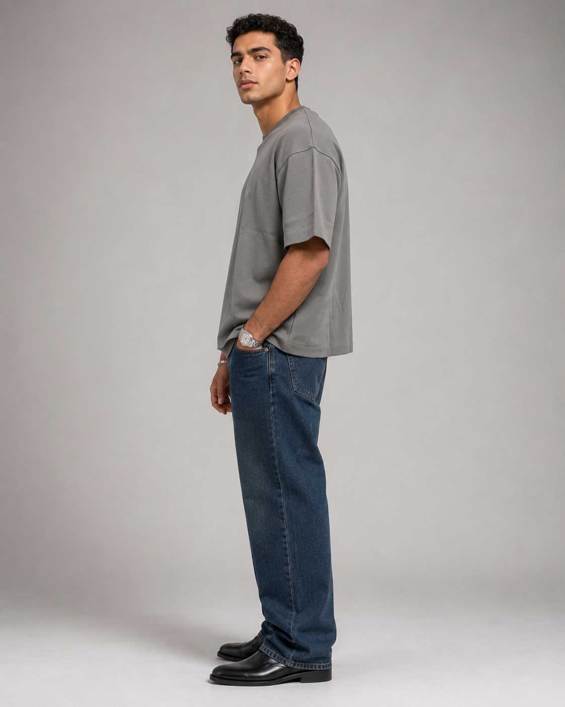 Relaxed Fit T-Shirt – Grey T-shirt CIZARO - Cizaro Jeans