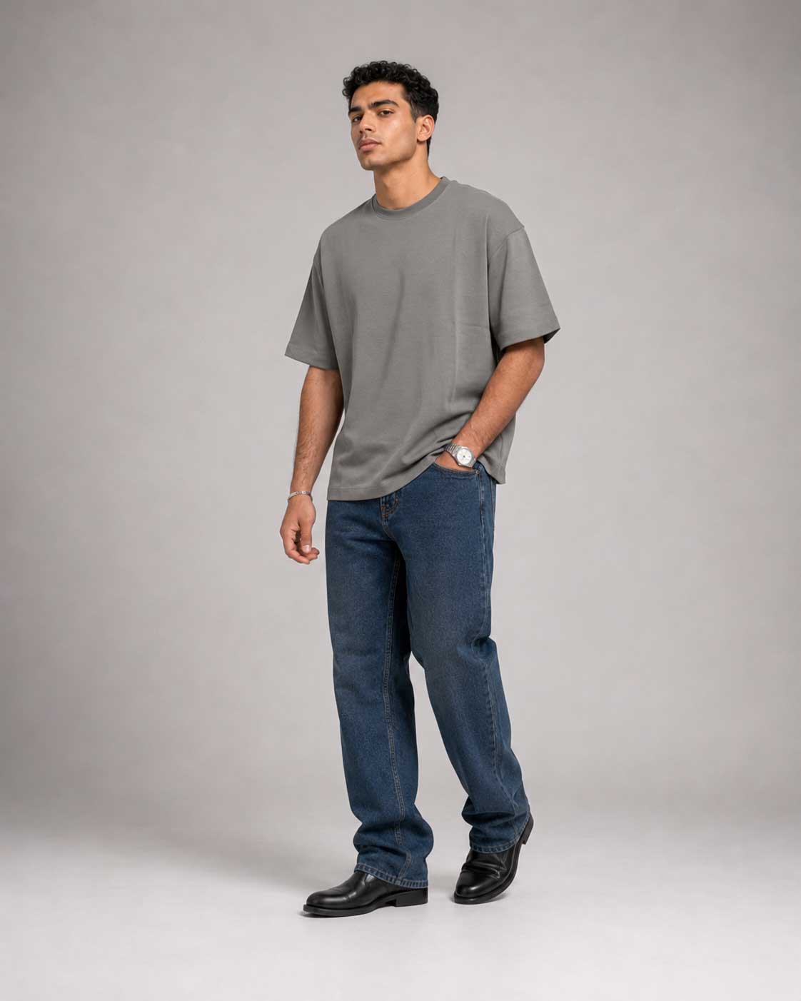 Relaxed Fit T-Shirt – Grey T-shirt CIZARO - Cizaro Jeans