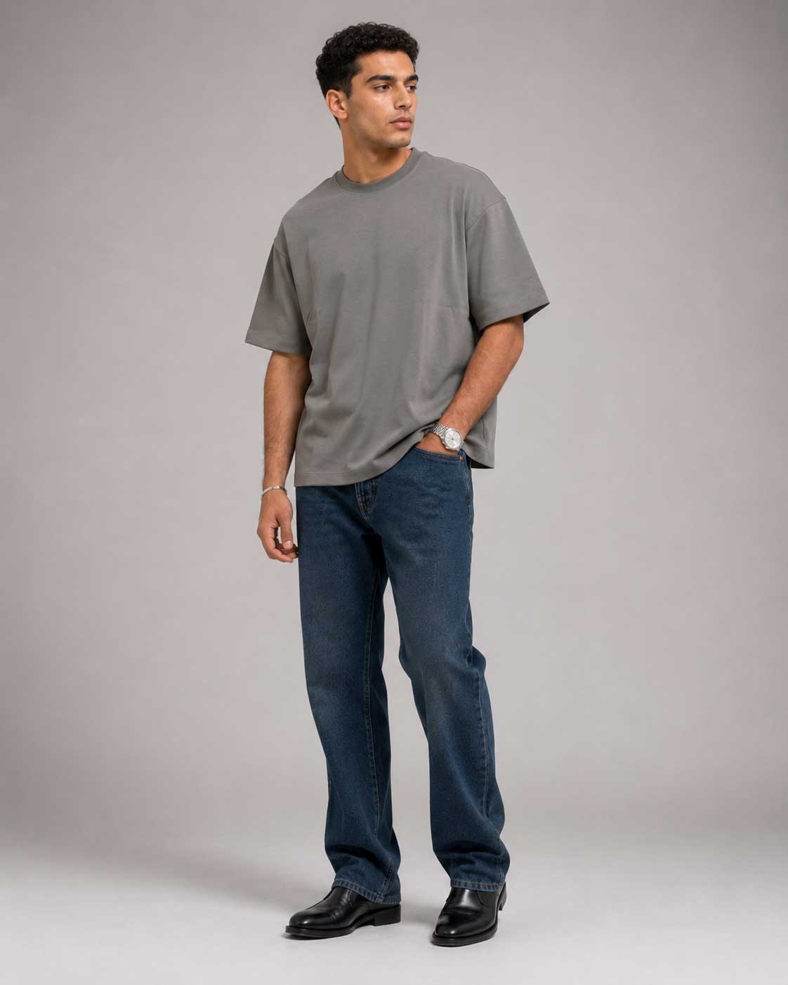 Relaxed Fit T-Shirt – Grey T-shirt CIZARO - Cizaro Jeans