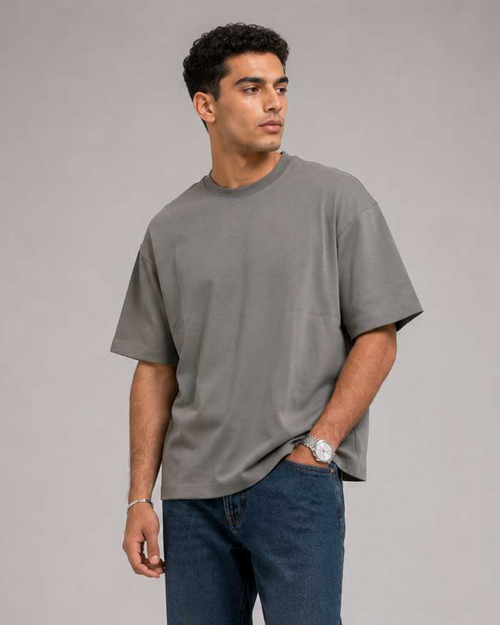 Relaxed Fit T-Shirt – Grey T-shirt CIZARO - Cizaro Jeans