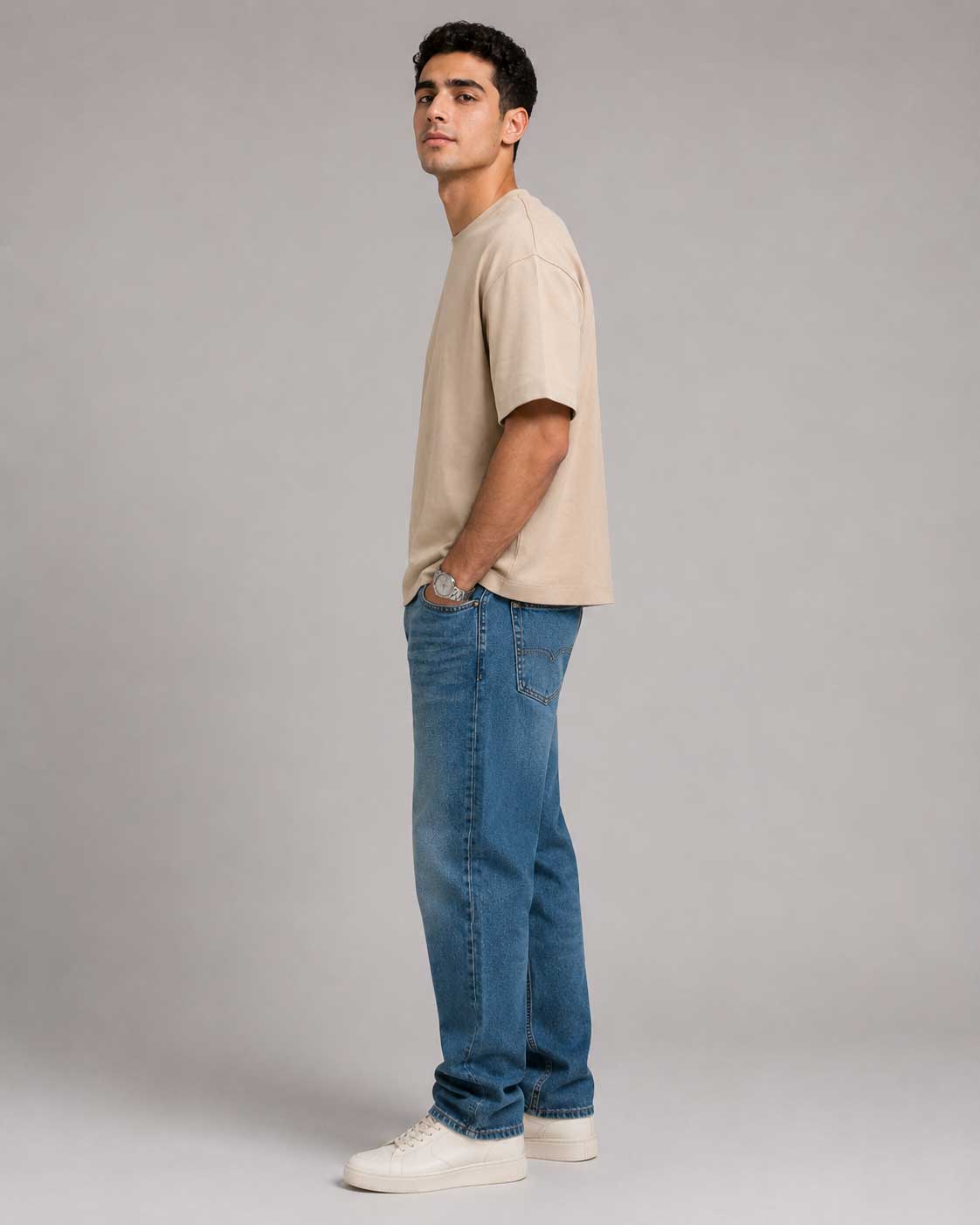 Relaxed Fit T-Shirt – Soft Sand T-shirt CIZARO - Cizaro Jeans
