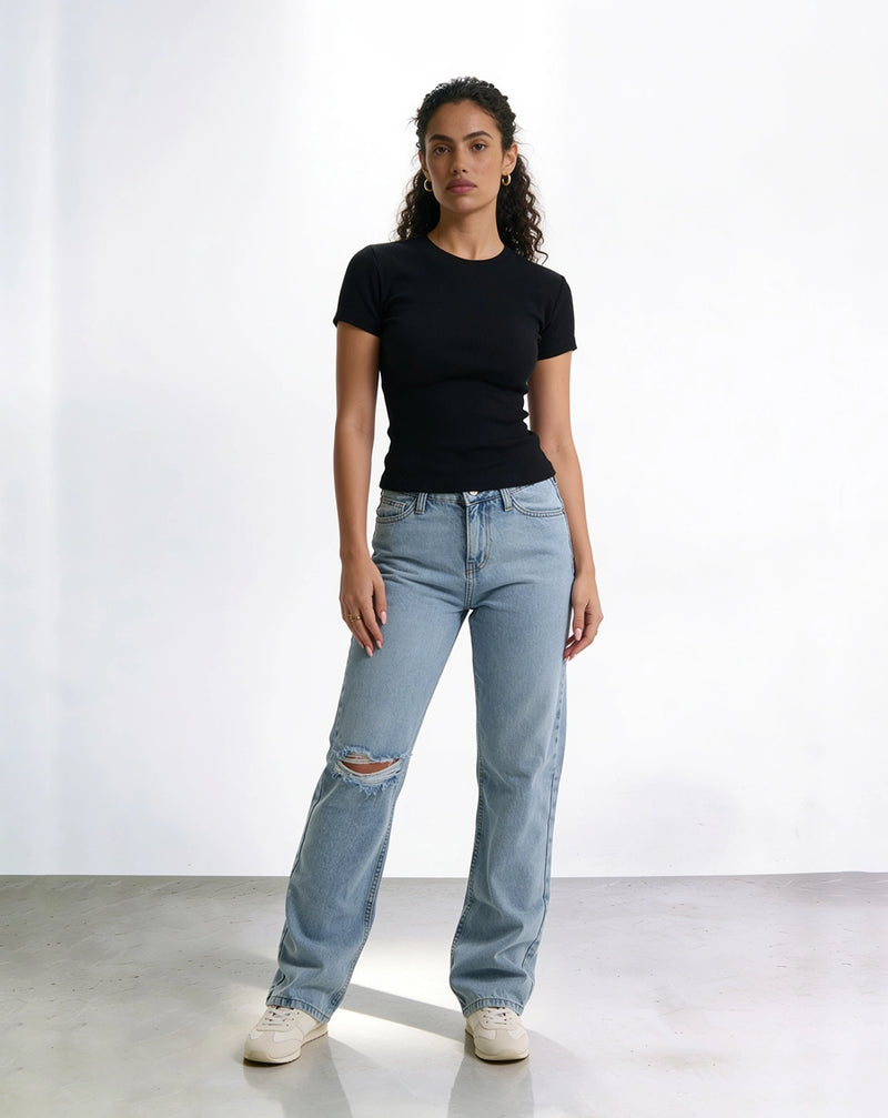 High-waisted ripped skinny jeans