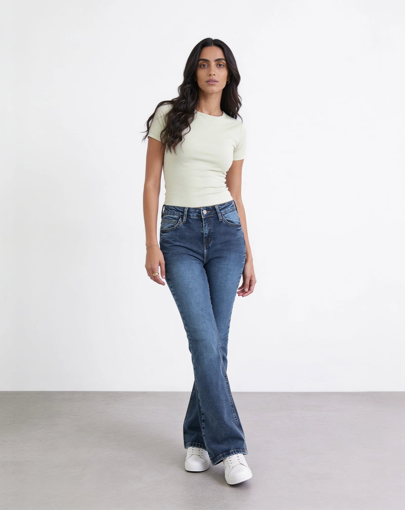 Ombre High-Waisted Flared Jeans