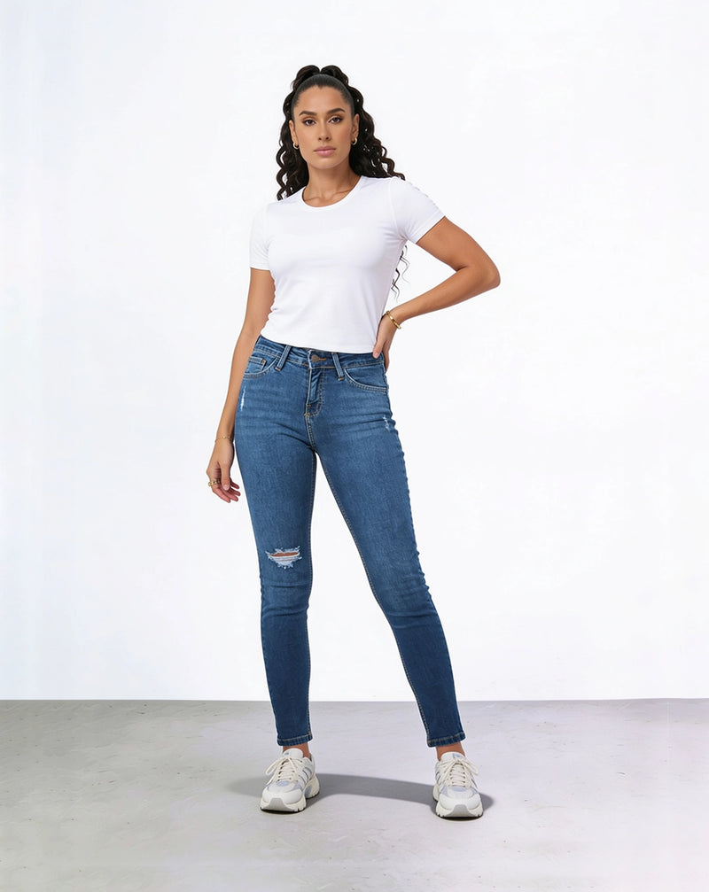 Skinny fit high-waisted ripped jeans