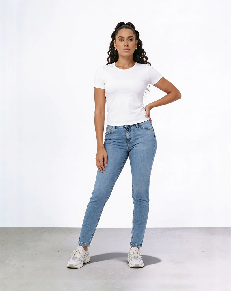 Skinny fit high-waisted jeans