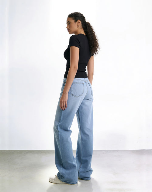 High-Waist Faded Wide Leg Jeans