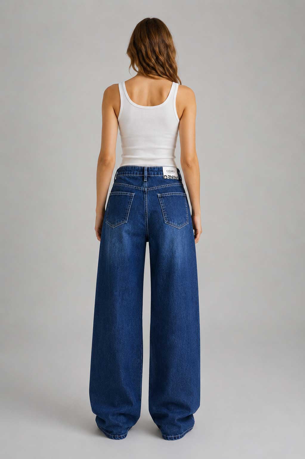 Baggy High Waist Ocean Blue Jeans Baggy CIZARO - Cizaro Jeans
