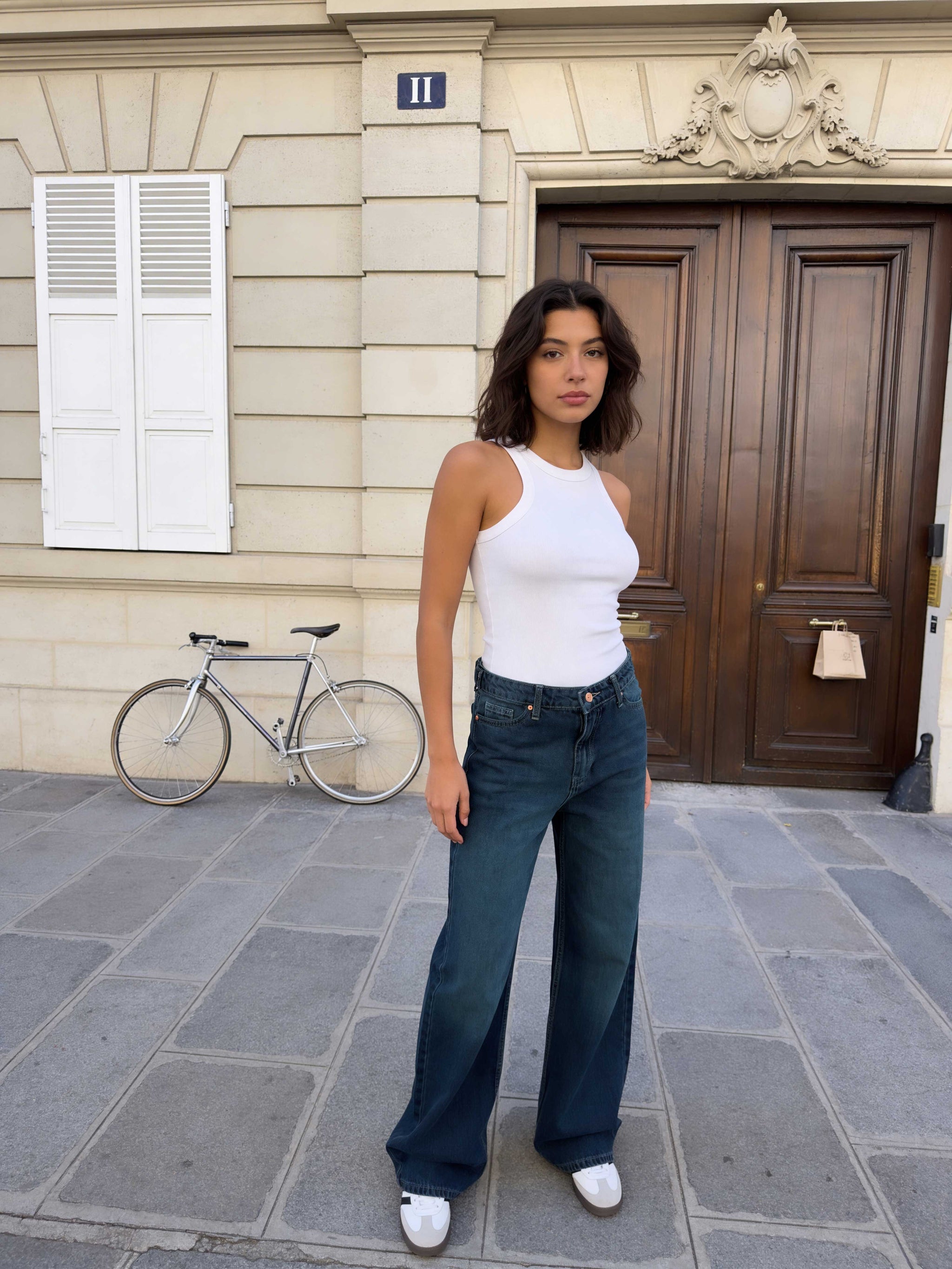 Baggy – High-Waist Flex Waist Deep Vintage Green Jeans Baggy - Flex waist CIZARO - Cizaro Jeans