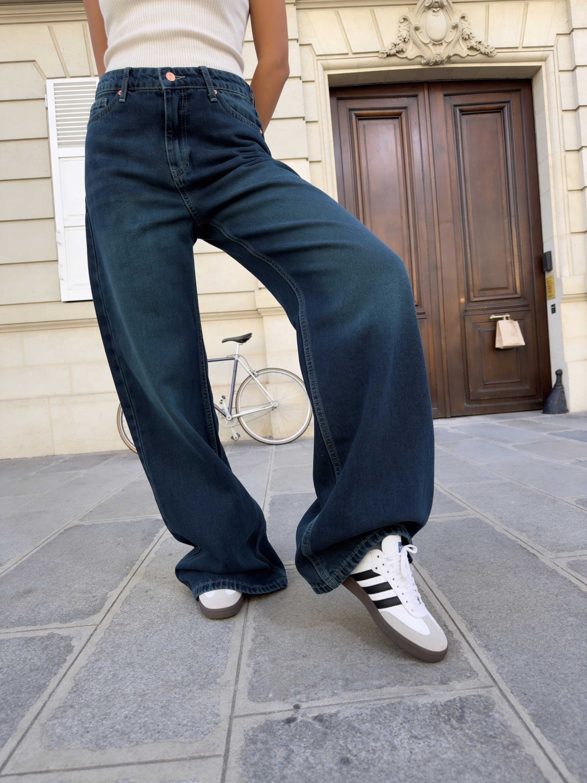 Baggy – High-Waist Flex Waist Deep Vintage Green Jeans Baggy - Flex waist CIZARO - Cizaro Jeans