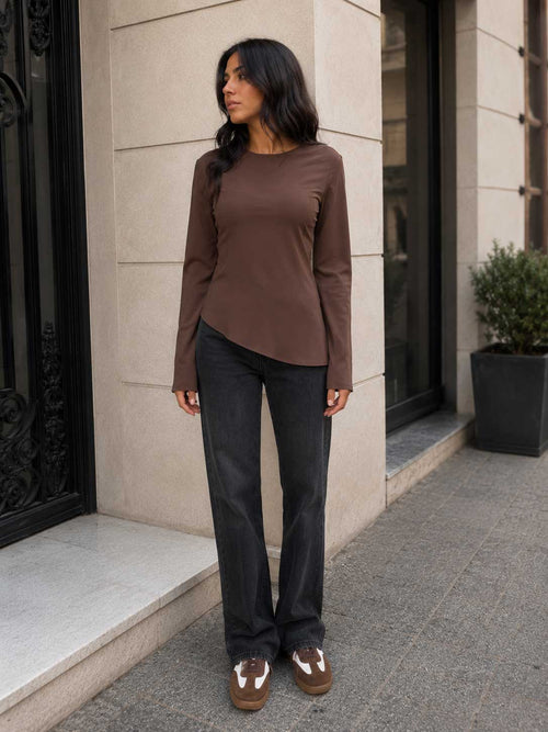 Back-Tie Flare Sleeve Blouse – Brown Blouse CIZARO - Cizaro Jeans