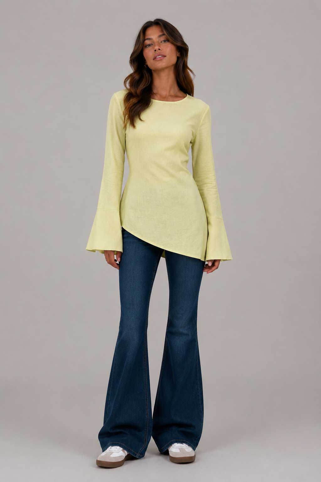 Back-Tie Flare Sleeve Blouse | Butter Yellow Blouse CIZARO - Cizaro Jeans
