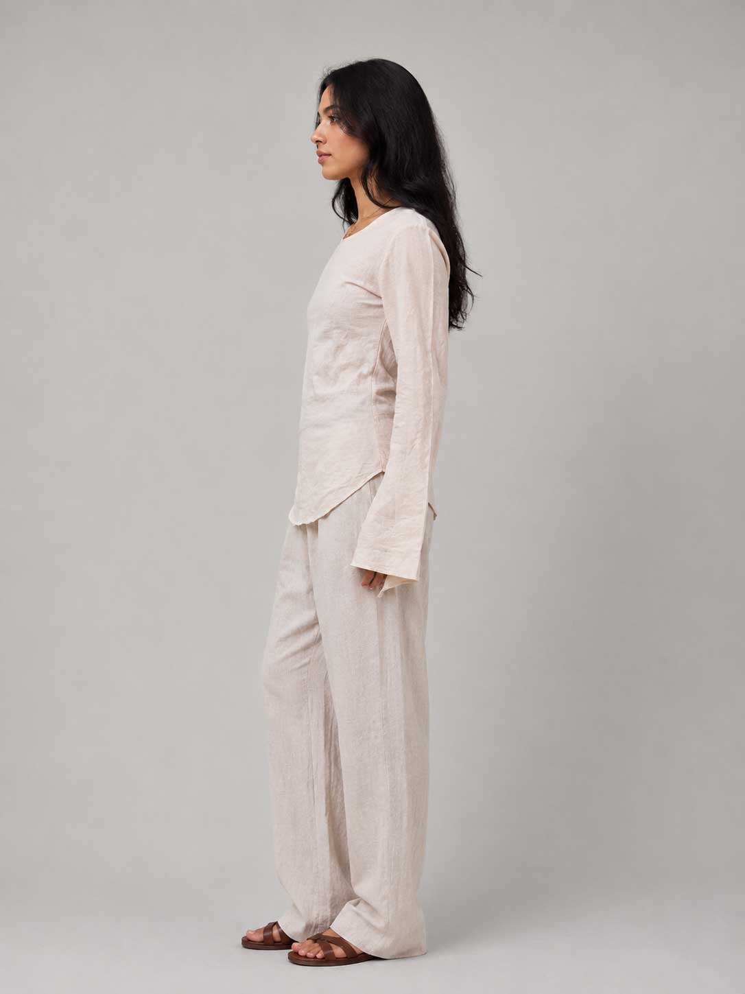 Back-Tie Flare Sleeve Blouse – Soft Sand Blouse CIZARO - Cizaro Jeans