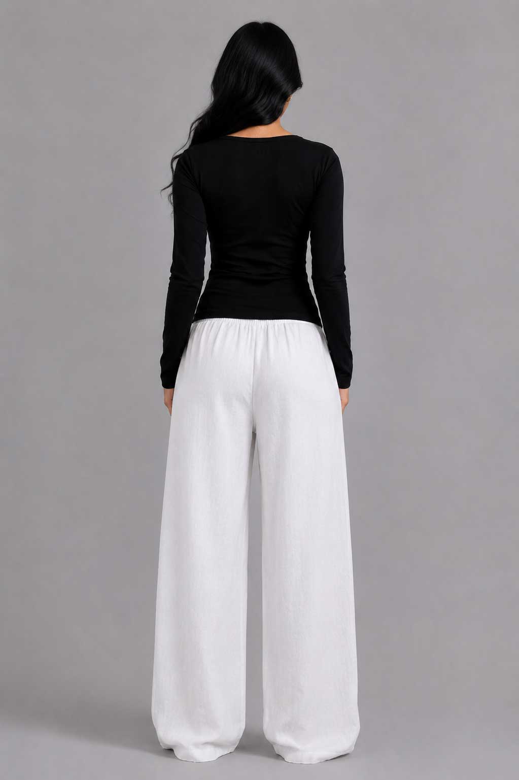 Double-Layer Fitted Long Sleeve U-Neck Top – Black T-shirt CIZARO - Cizaro Jeans