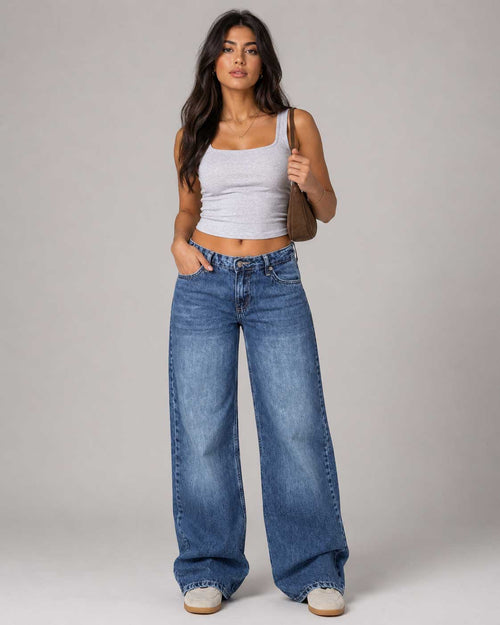 Baggy Low-Waist Mid Vintage Blue Jeans Baggy CIZARO - Cizaro Jeans