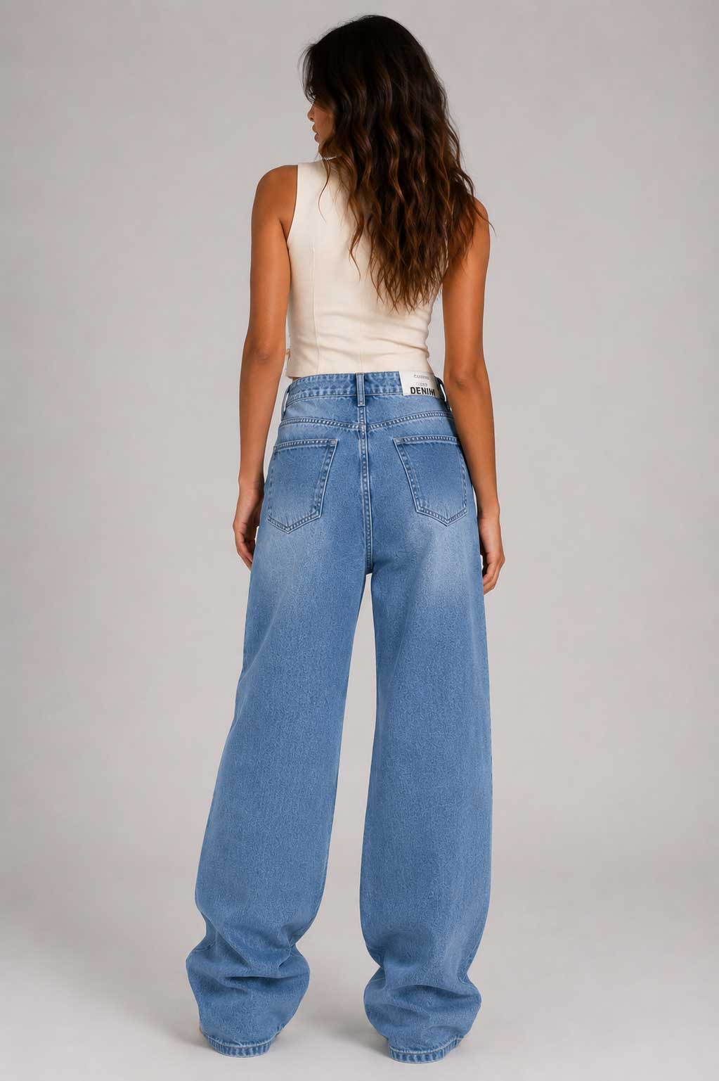 Baggy High-Waist Clean Wash Blue Jeans Baggy CIZARO - Cizaro Jeans