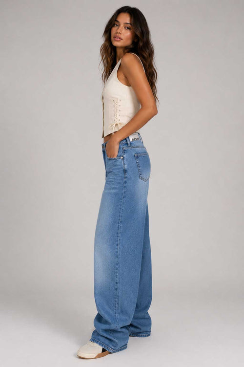 Baggy High-Waist Clean Wash Blue Jeans Baggy CIZARO - Cizaro Jeans
