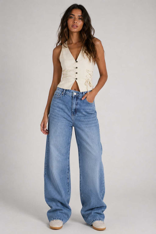 Baggy High-Waist Clean Wash Blue Jeans Baggy CIZARO - Cizaro Jeans