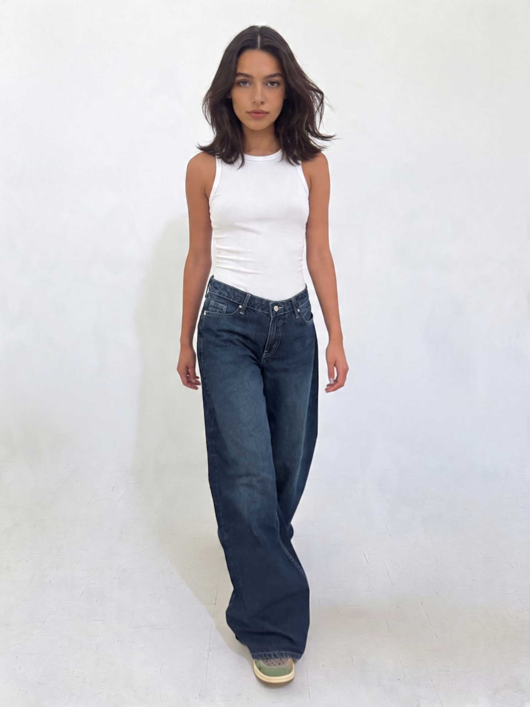 Loose Baggy – Mid-Waist Deep Vintage Blue Jeans Loose Baggy - Baggy CIZARO - Cizaro Jeans