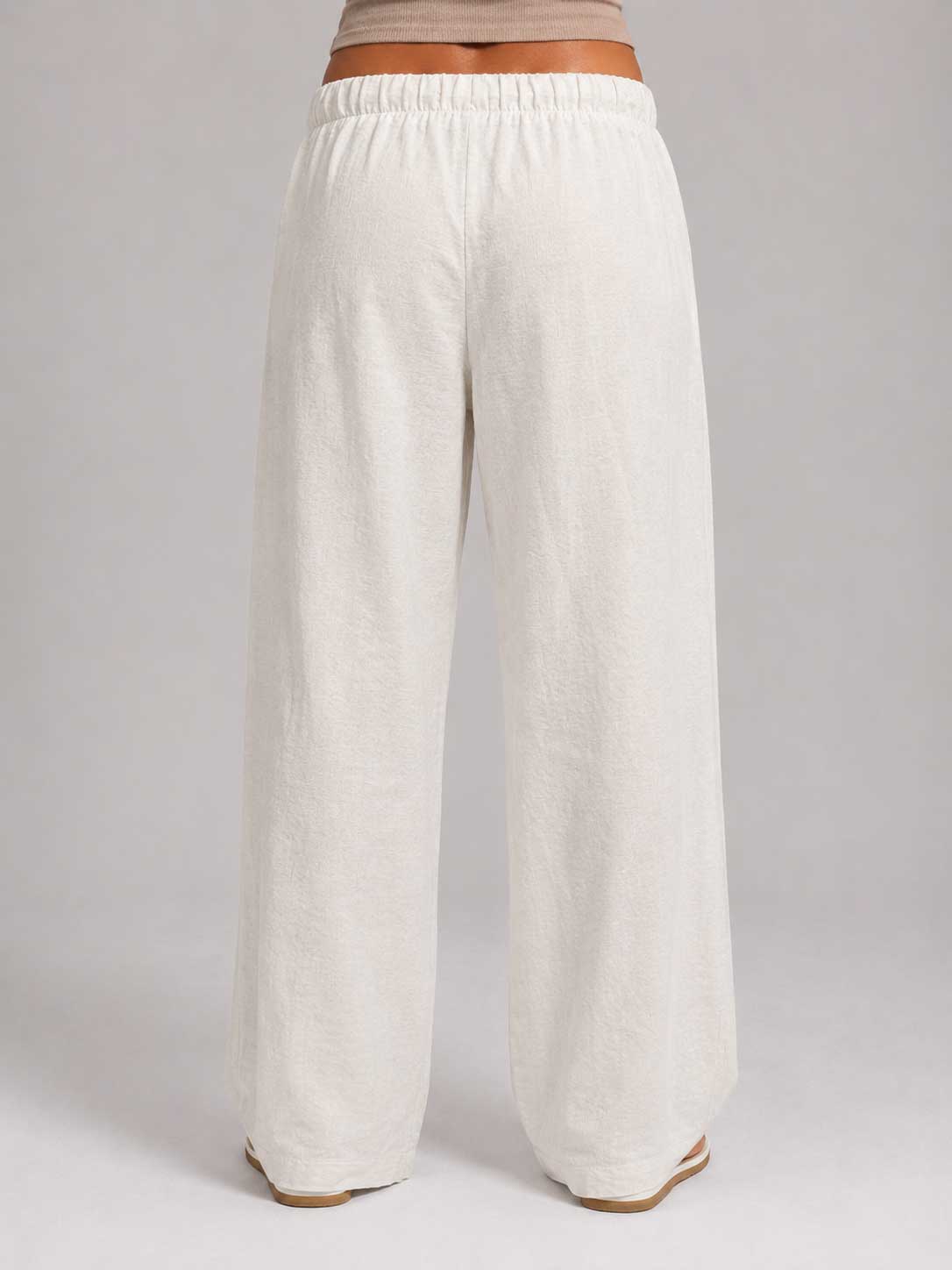 Wide Linen Trousers – Off White Trousers CIZARO - Cizaro Jeans