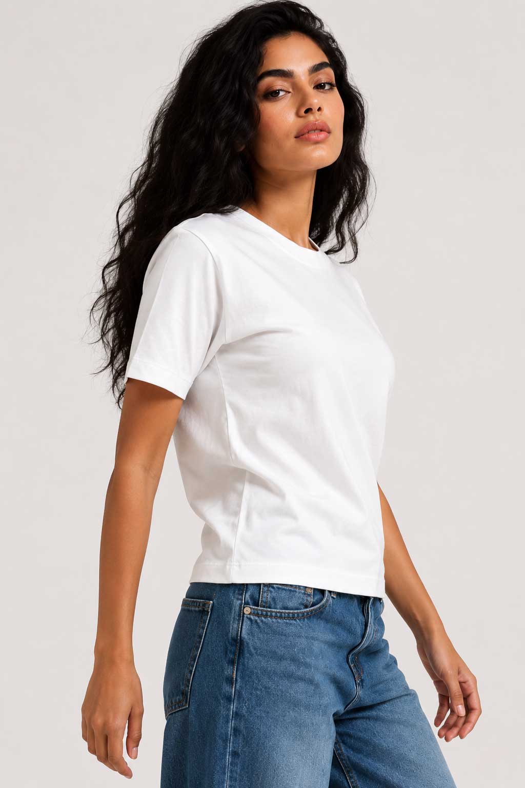 Basic Short sleeve T-shirt – White T shirt CIZARO - Cizaro Jeans