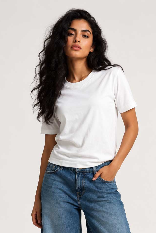 Basic Short sleeve T-shirt – White T shirt CIZARO - Cizaro Jeans