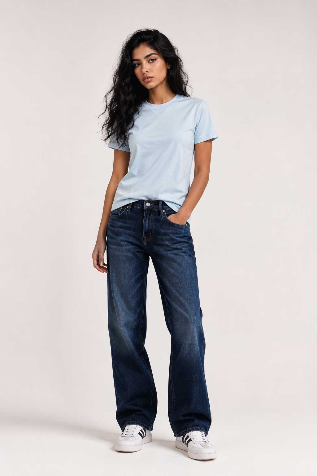 Basic Short sleeve T-shirt – Powder Blue t shirt CIZARO - Cizaro Jeans