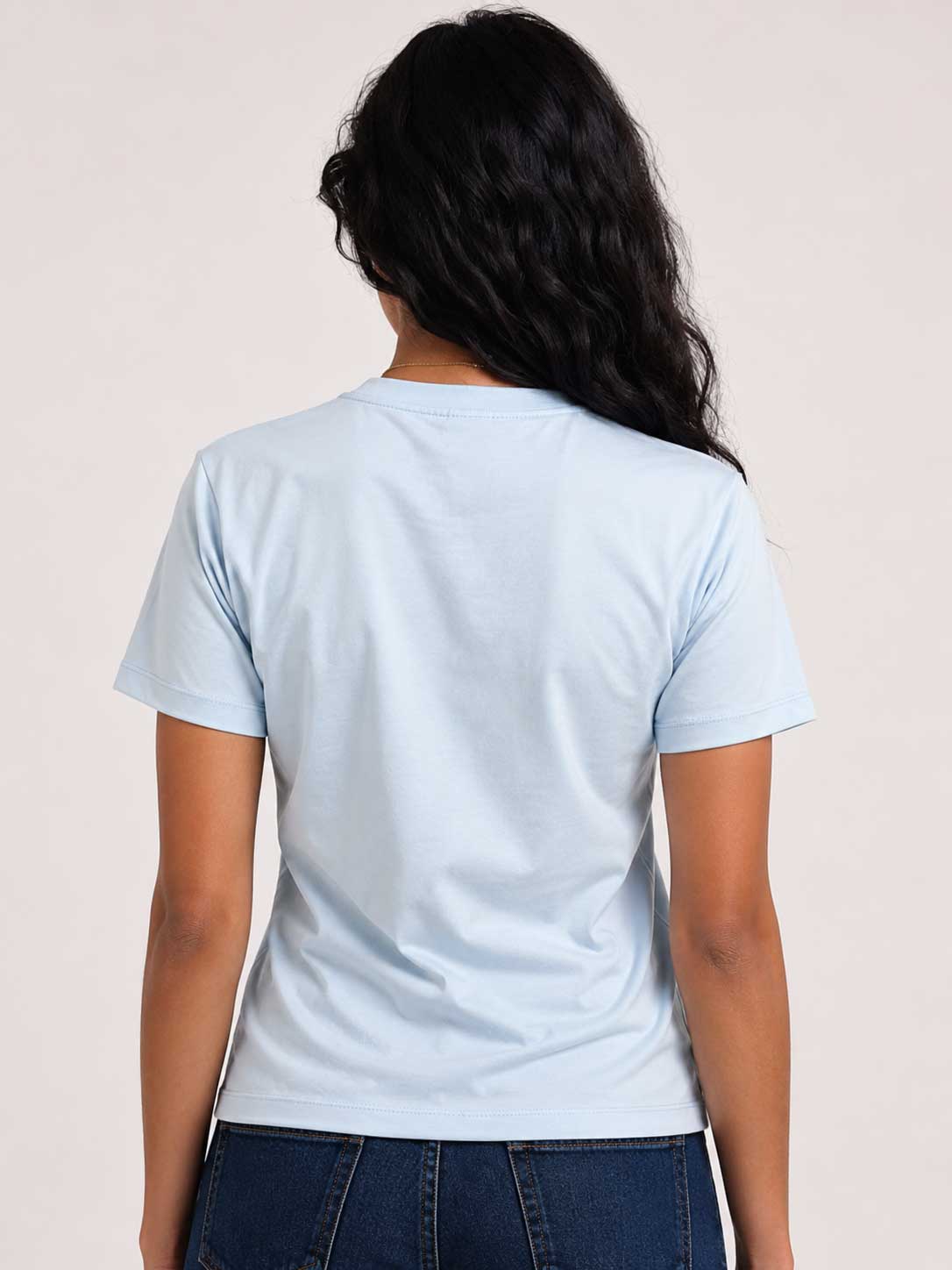 Basic Short sleeve T-shirt – Powder Blue t shirt CIZARO - Cizaro Jeans