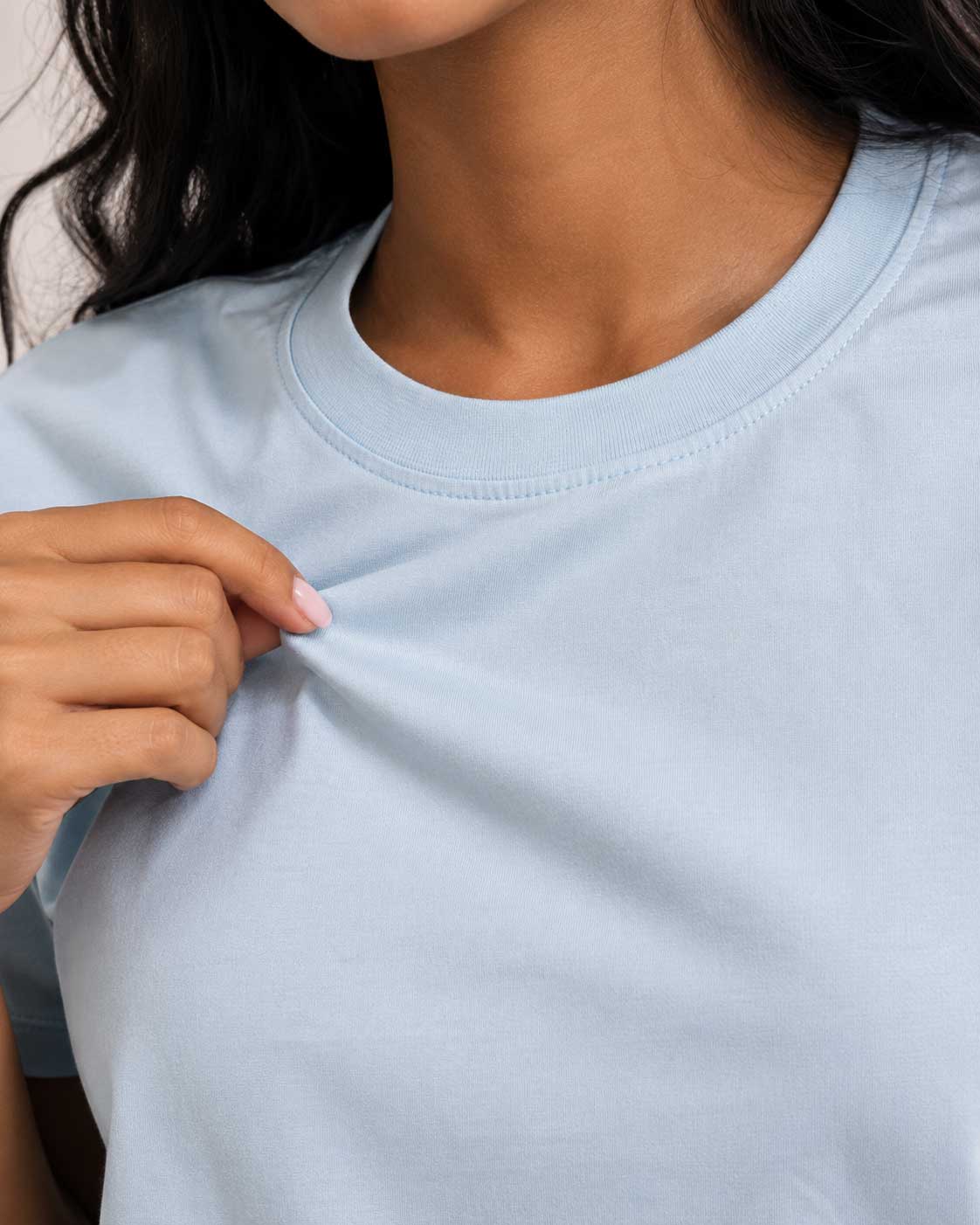 Basic Short sleeve T-shirt – Powder Blue t shirt CIZARO - Cizaro Jeans