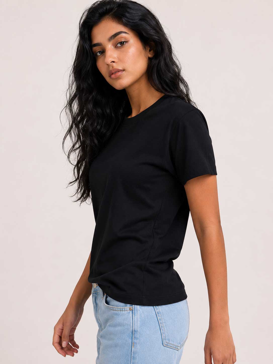 Basic Short sleeve T-shirt – Black T shirt CIZARO - Cizaro Jeans