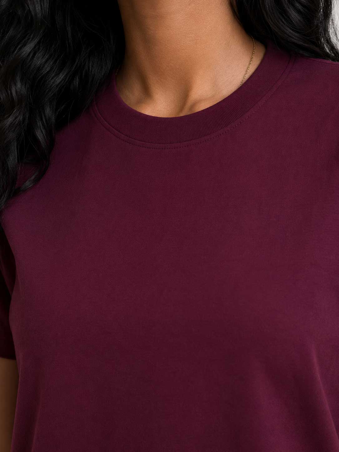 Basic Short sleeve T-shirt – Burgundy t shirt CIZARO - Cizaro Jeans