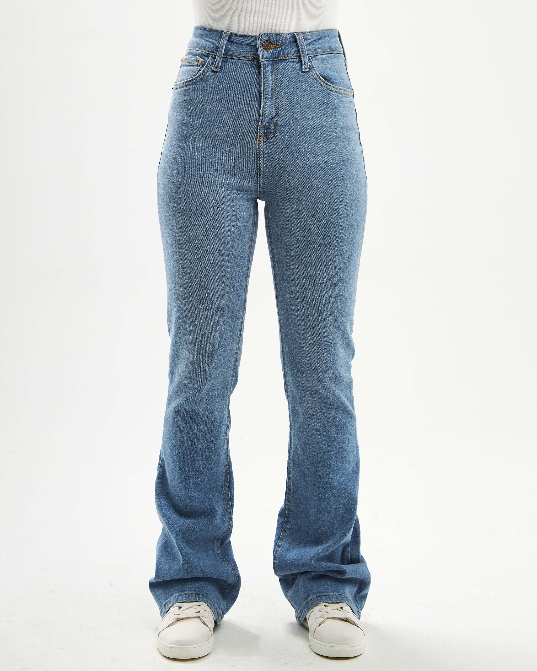 High-waisted flared gradient jeans