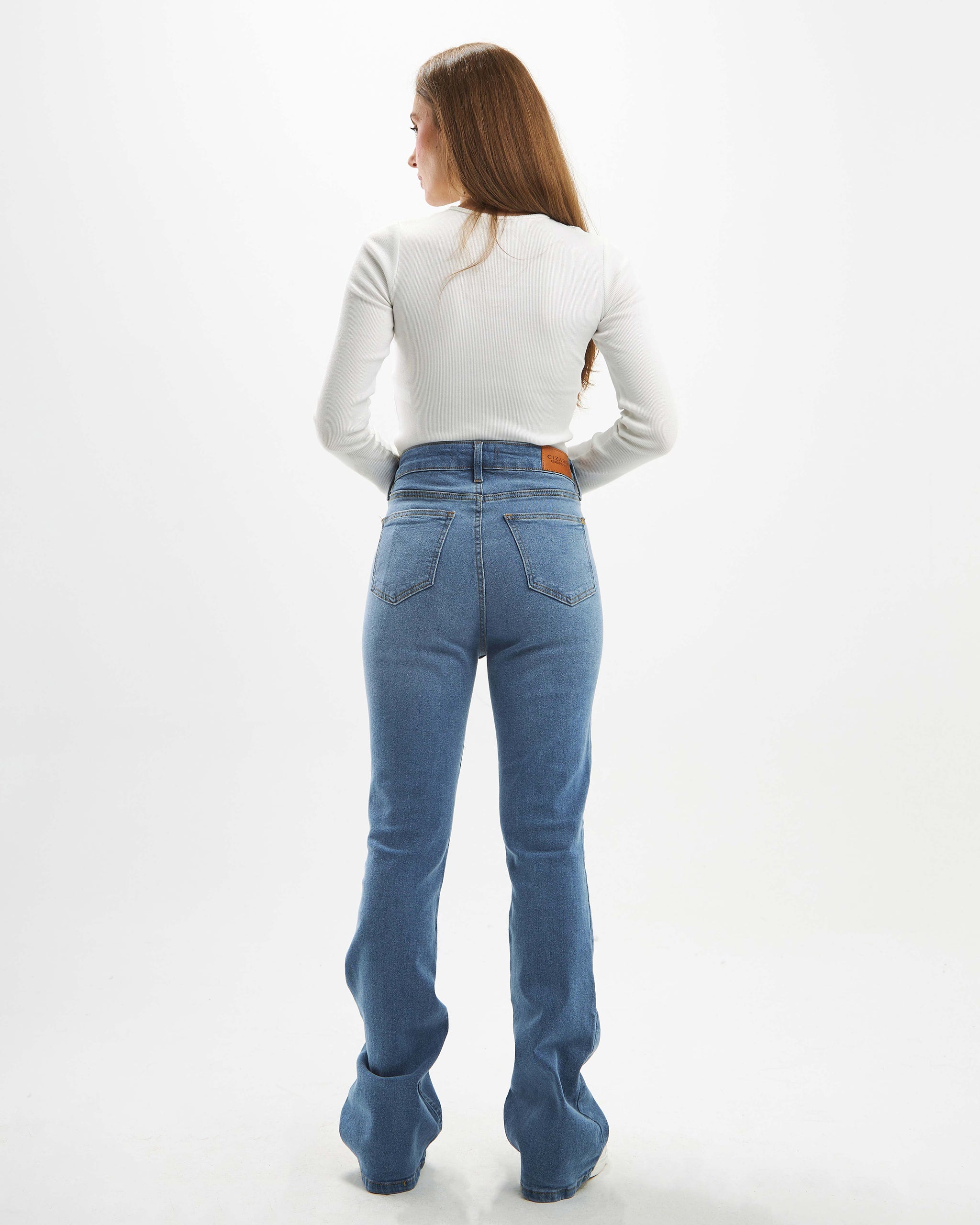 High-waisted flared gradient jeans