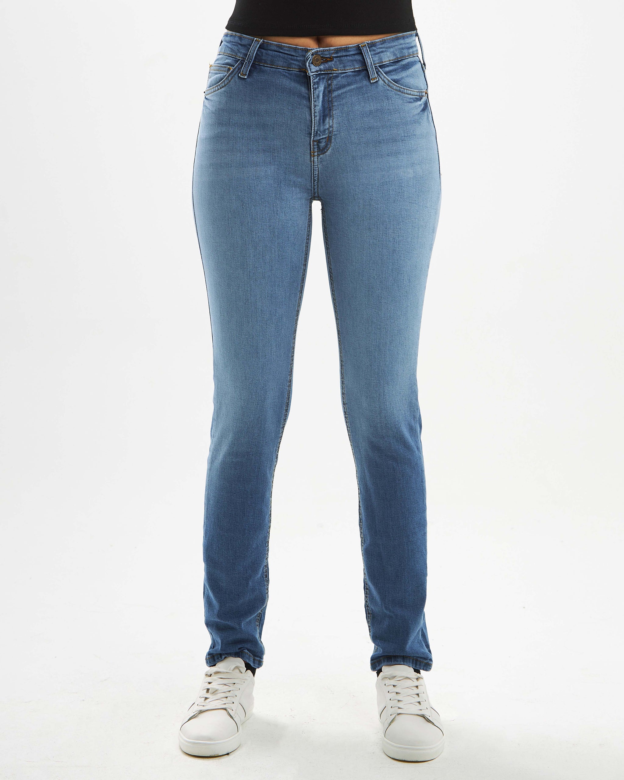 Ombre high-waisted wide-leg skinny jeans.