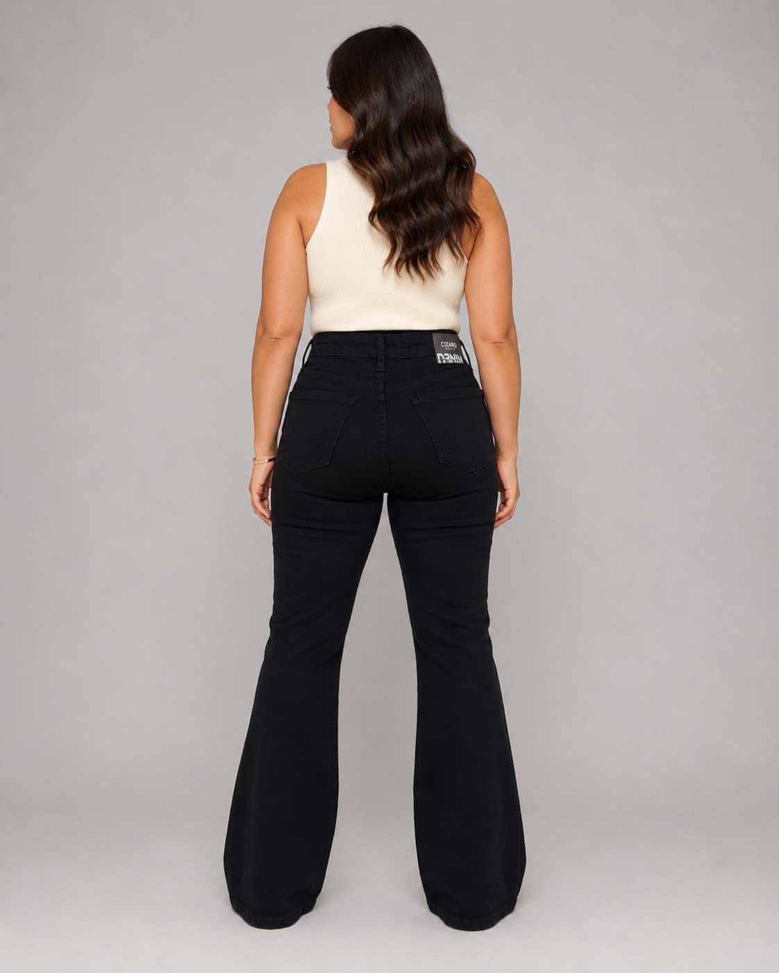 Flare – High-Waist Washed Black Jeans Flare CIZARO - Cizaro Jeans