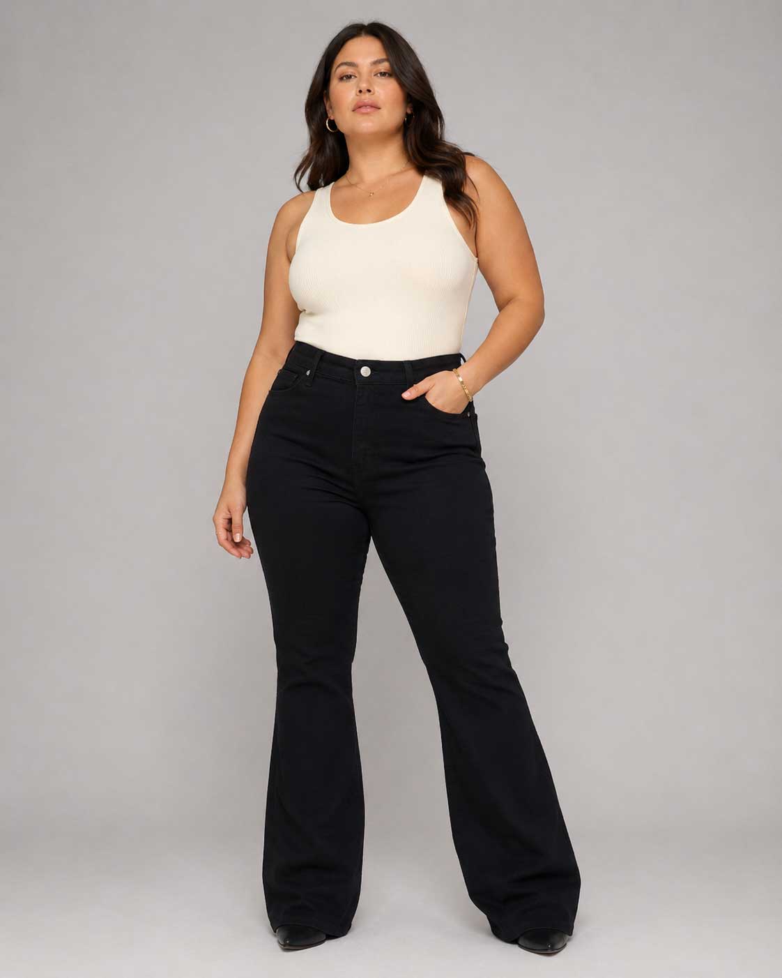 Flare – High-Waist Washed Black Jeans Flare CIZARO - Cizaro Jeans