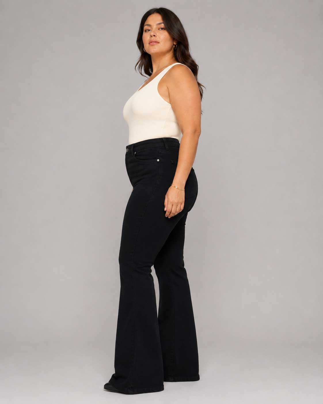 Flare – High-Waist Washed Black Jeans Flare CIZARO - Cizaro Jeans