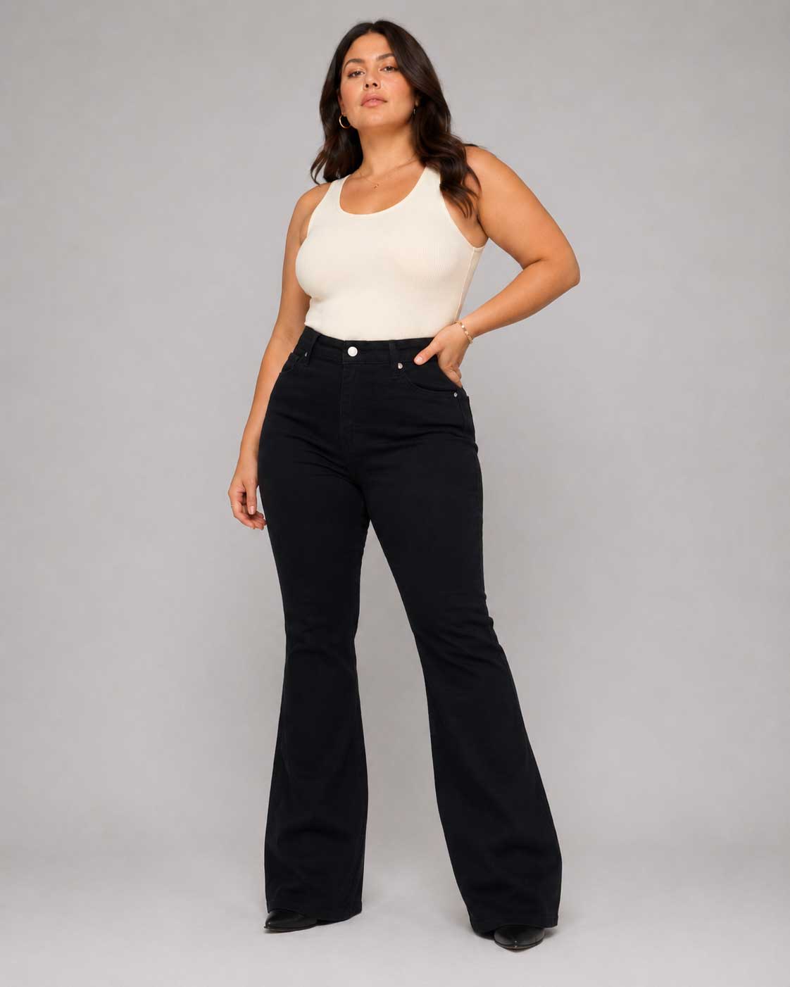 Flare – High-Waist Washed Black Jeans Flare CIZARO - Cizaro Jeans